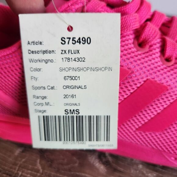 NWT Sample Adidas ZX Flux Athletic Running Shoes Sneakers Shock Pink Mens Size 9 - Picture 12 of 12